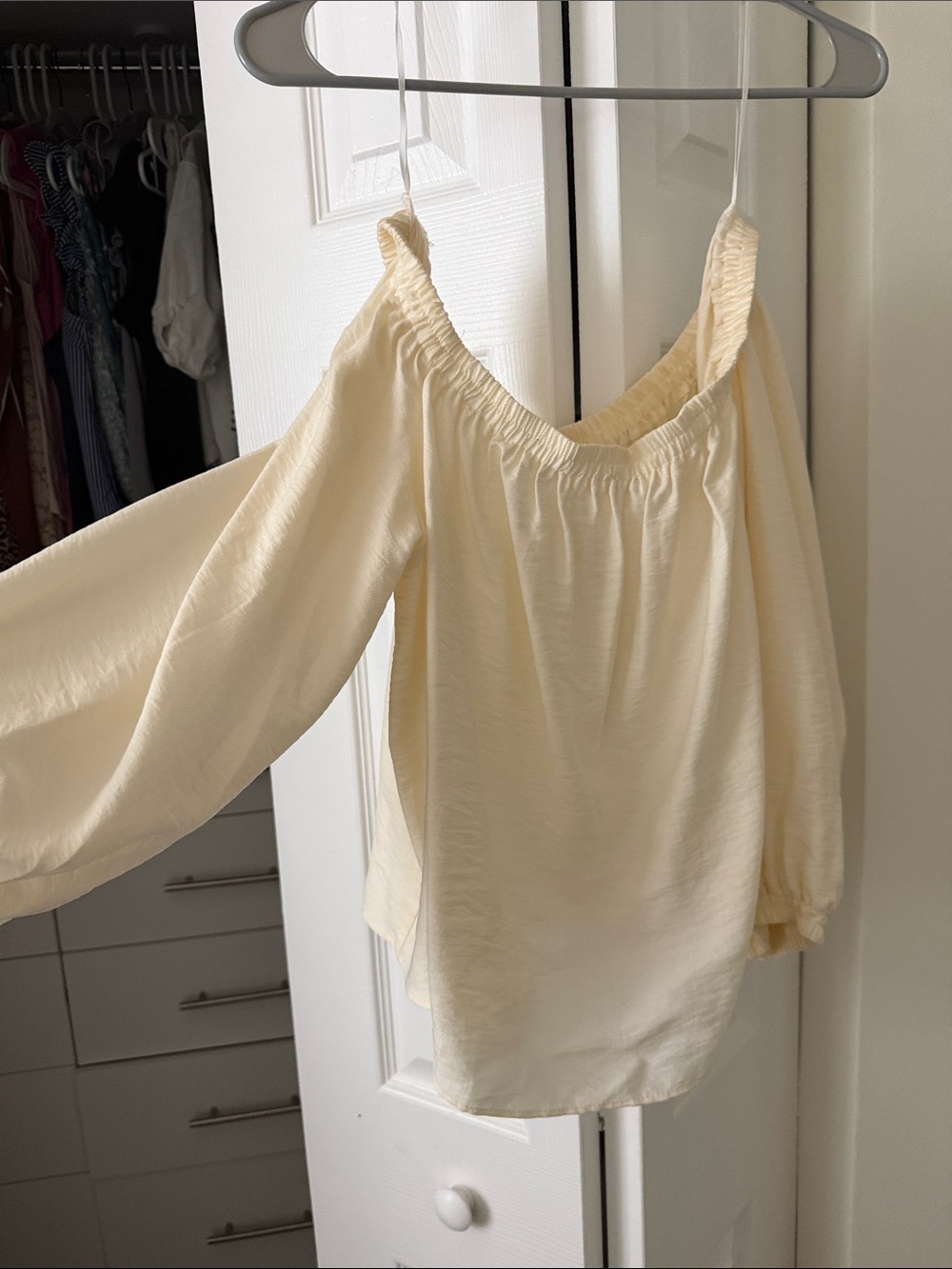 Topshop Cream Off-Shoulder Blouse